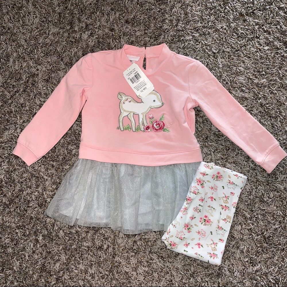 Bonnie Baby Infant Deer Tutu Legging Set